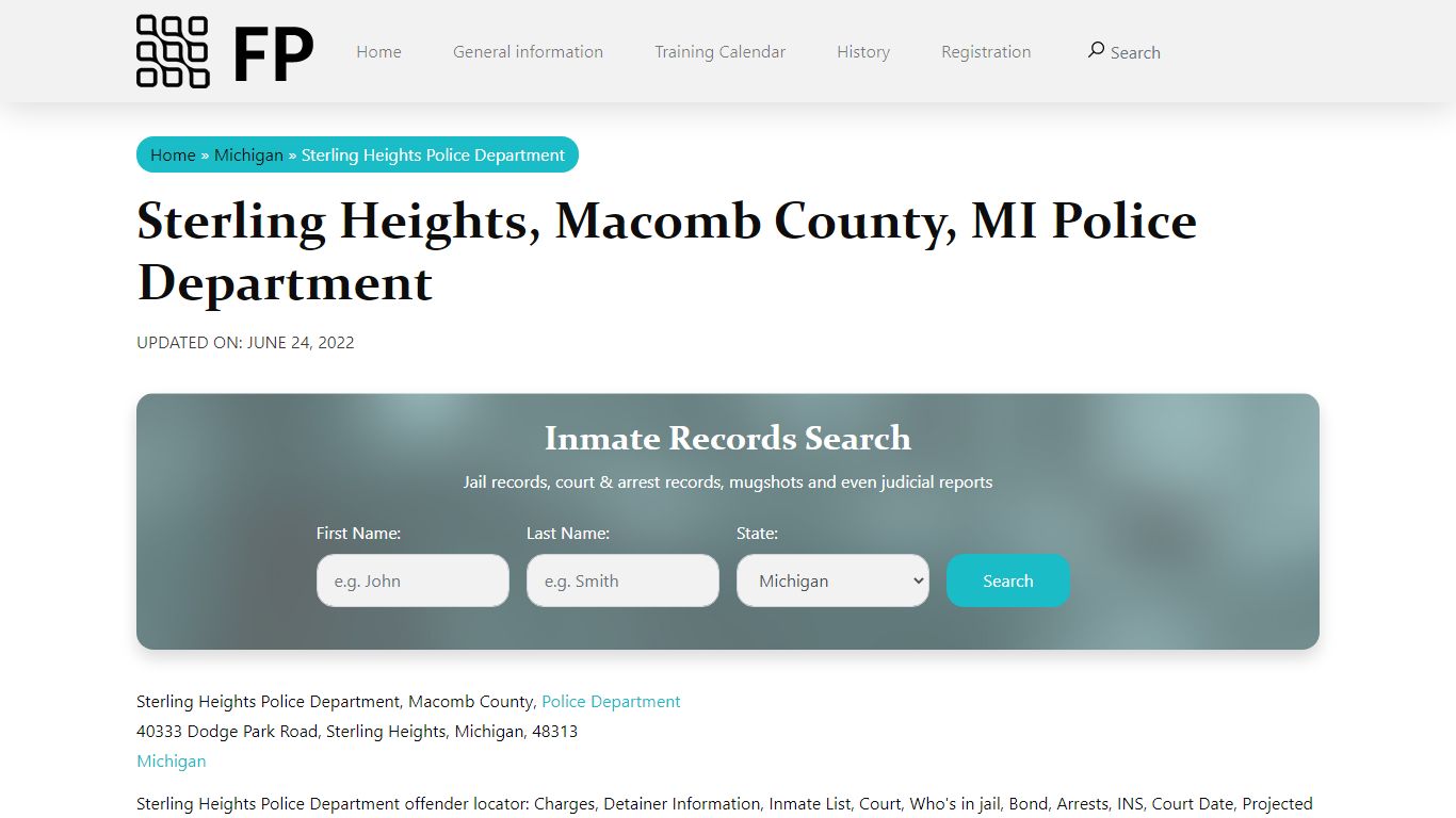 Sterling Heights, MI Police - City Jail Inmates, Arrests